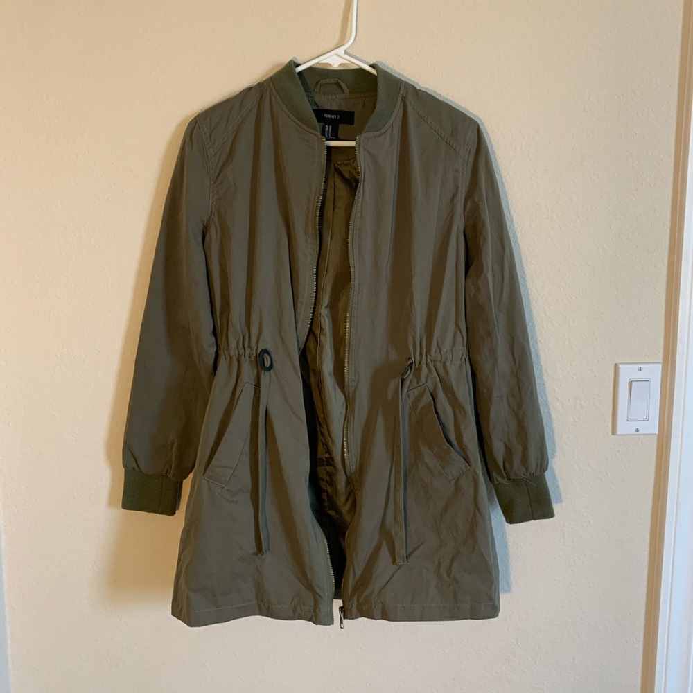 Forever 21 olive green zip-up jacket